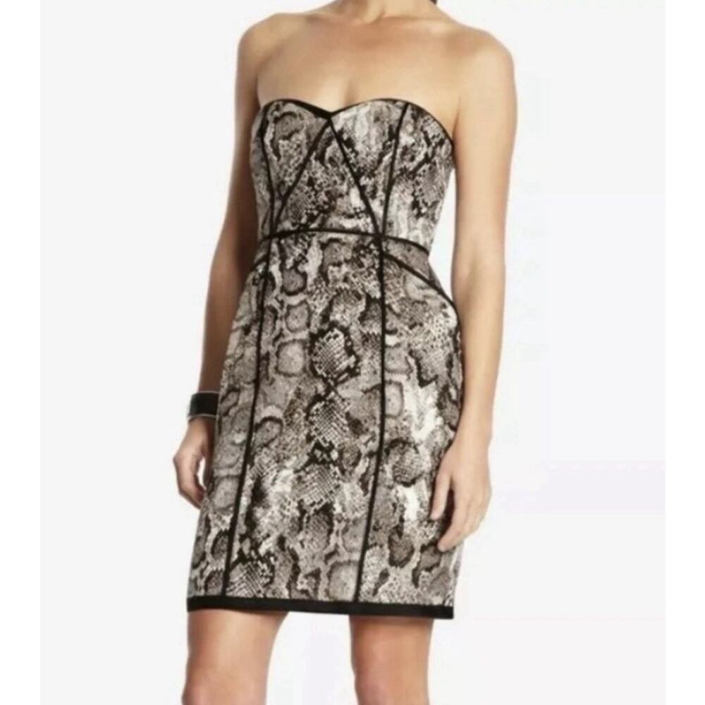BCBG MAxazria Shana Snake Print Sweetheart Mini Dress Size 2